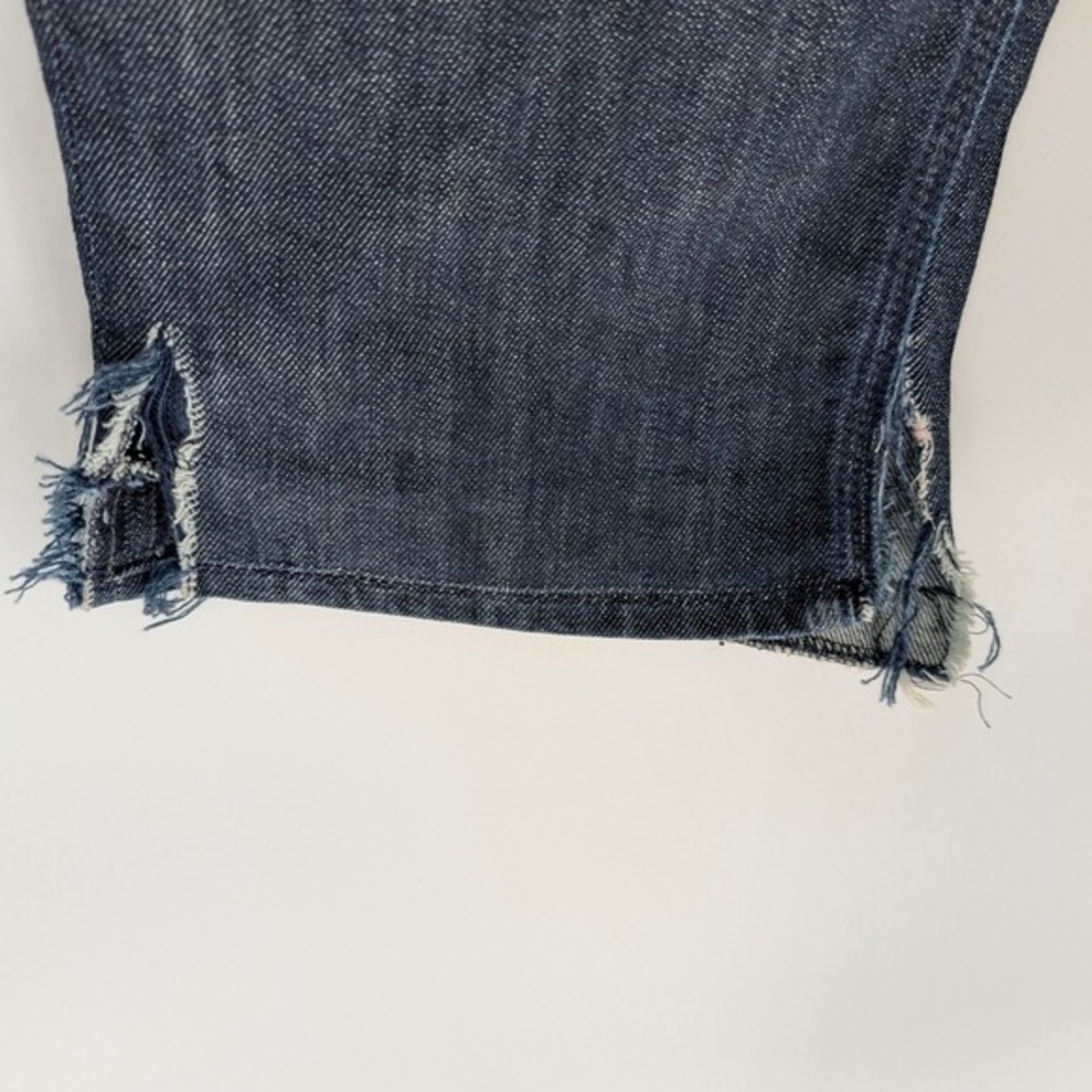 7 For All Mankind Slouchy Jeans Mens 34 Dark Wash Button Fly Frayed Hem - Picture 8 of 16